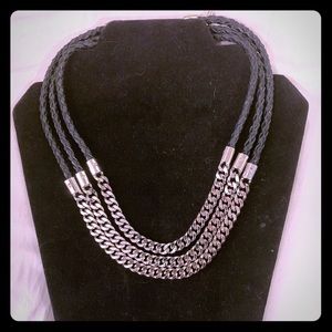 Leather and chain necklace